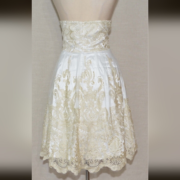 Modcloth Liza Luxe Strapless white gold dress Size 2 XS - Picture 2 of 3